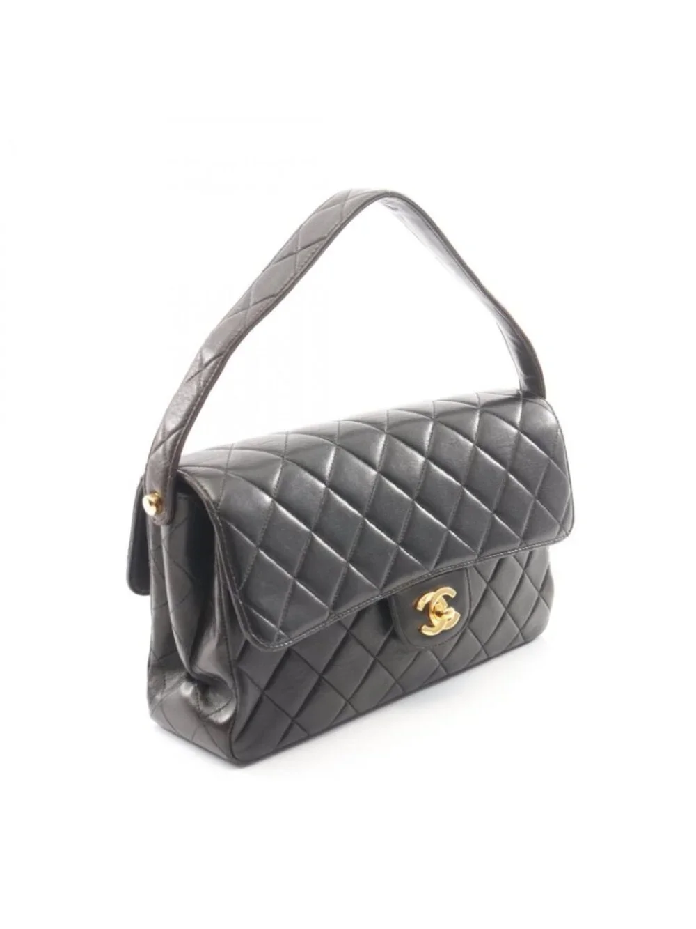 Chanel Quilted Face Black Lambskin Shoulder Bag